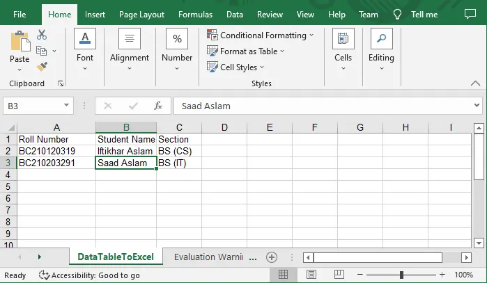 C#에서 DataTable을 Excel로 내보내기