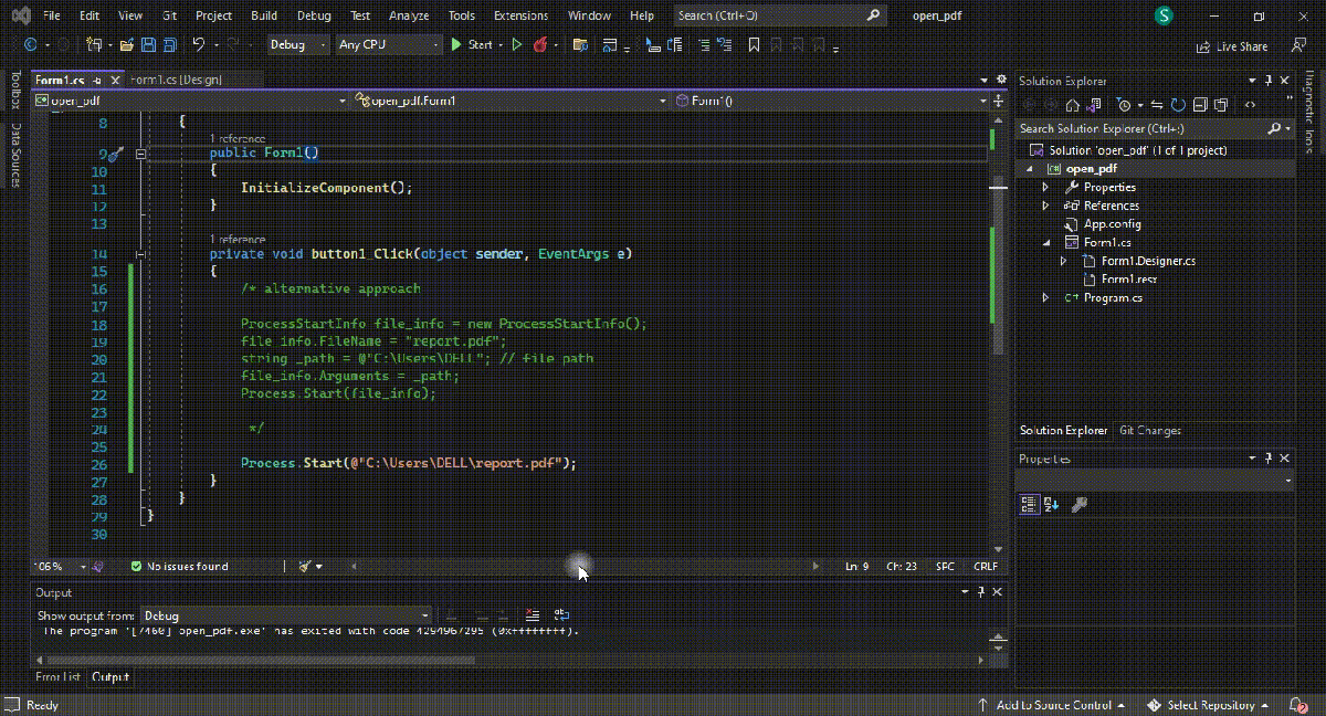Open a PDF File in C#