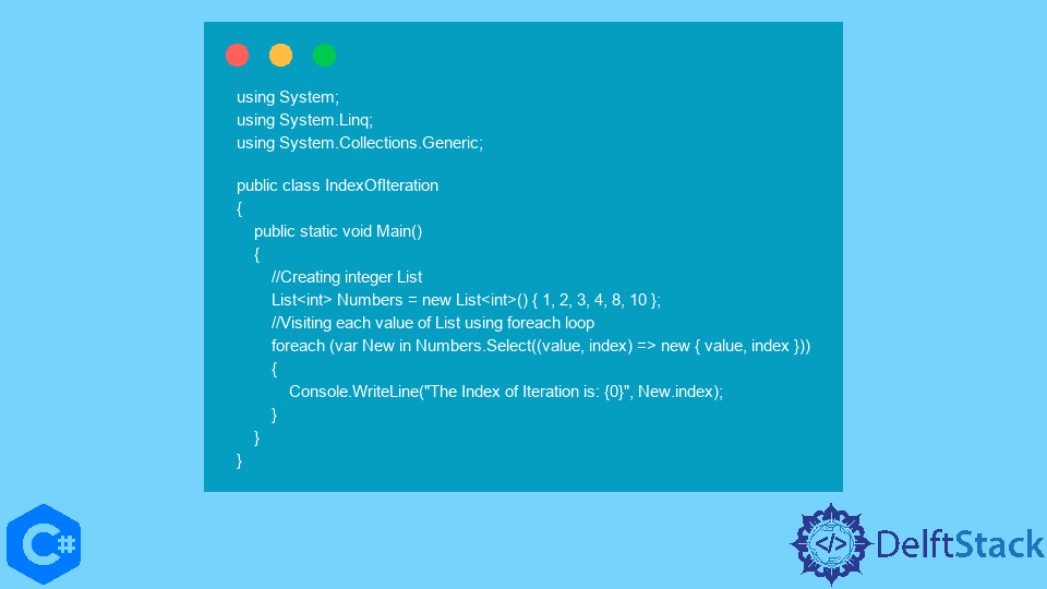 C#에서 foreach 루프의 현재 반복 색인을 가져옵니다
