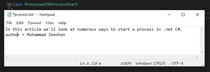 Process Start Output