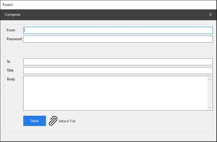 Formulario creado para ser utilizado para enviar correo electrónico con archivo adjunto