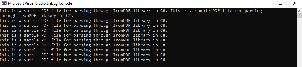 C# Read PDF - Output for IronPDF