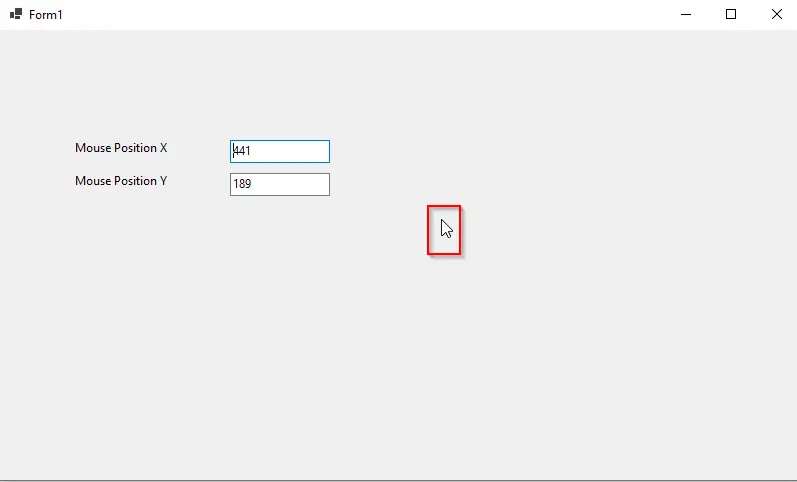 C# Get Mouse Position - Output 1