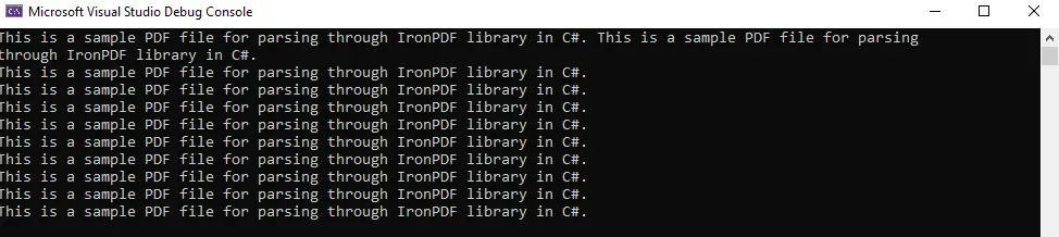 C# PDF 읽기 - IronPDF에 대한 출력