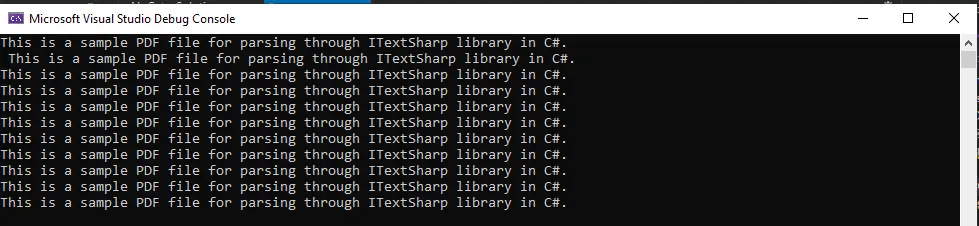 C# Leer PDF - Salida para iTextSharp