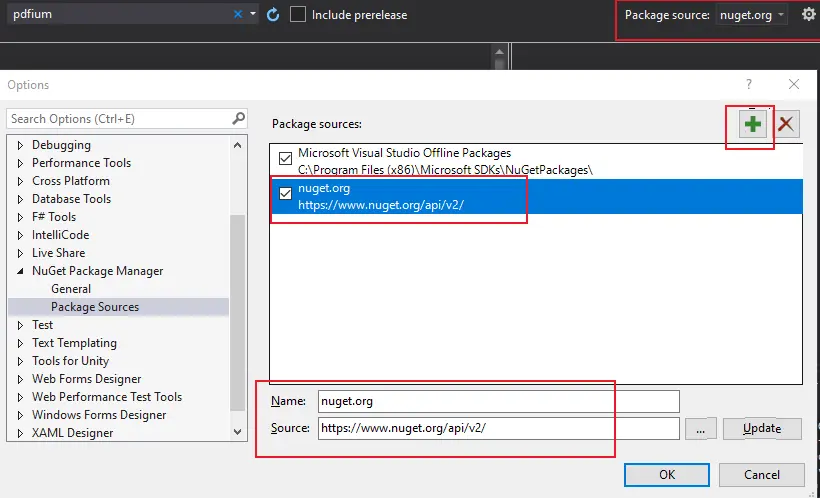 Configuración NuGet