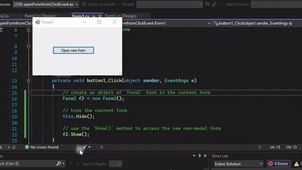 open form using form.show() method in csharp