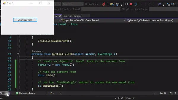 open form using form.showdialog() method in csharp