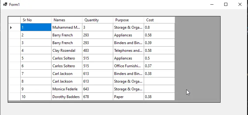 Ausgabe des CSV-Readers