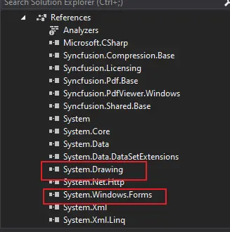 References - System Drawing and System Windows Forms