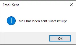 E-Mail mit Anhang erfolgreich gesendet