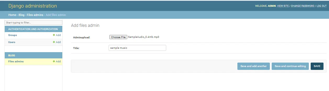 Subir archivo MP3 en Django