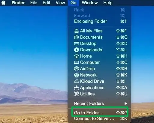 locating a folder through the finder in mac