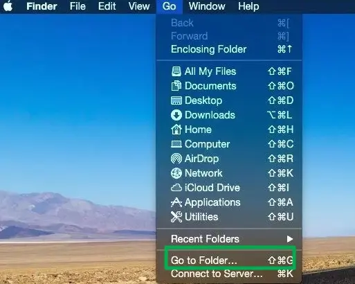 Suchen eines Ordners über den Finder in Mac