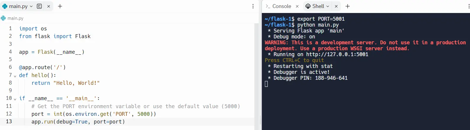 flask set port - environment variable