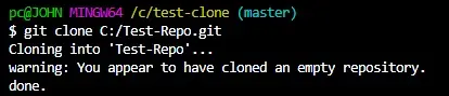 Clone the bare repository to the newly created repository