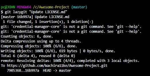 git add, git commit, and git push in One Command