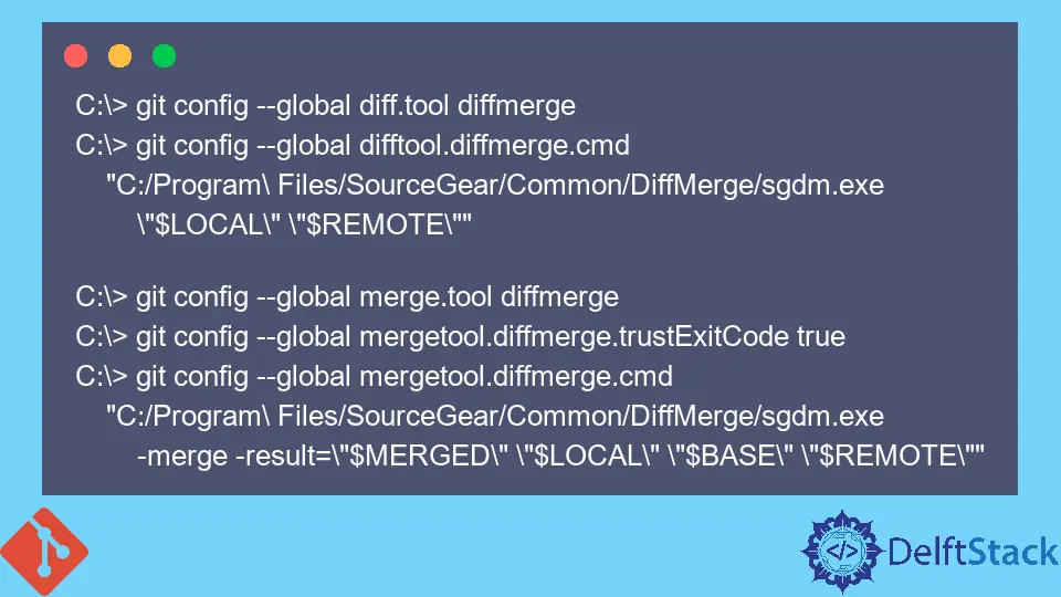 Git 用の Source Gear DiffMerge ツールを設定する