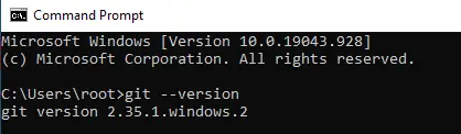 Windows の現在の git バージョン