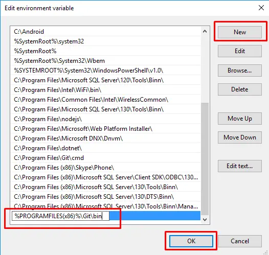 edit environment variable