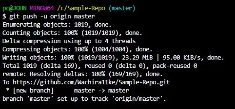 git push -u origen maestro