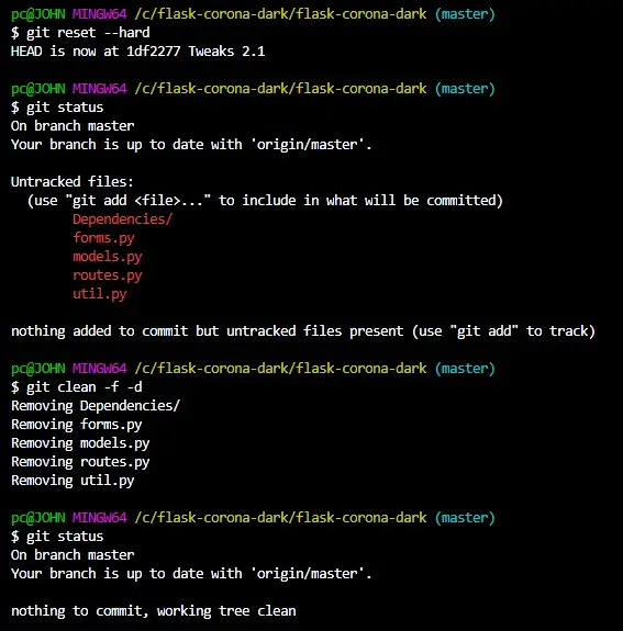 git clean -f -d