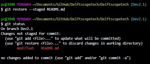 restauración de git &ndash; por etapas