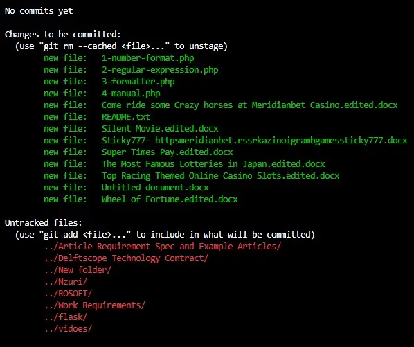 Git Add Folder to Commit - Git Status Output 2