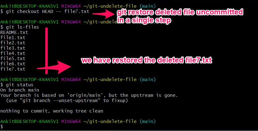 Git Undelete Checkout de un solo paso