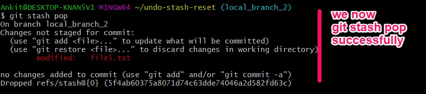 git stash pop success remote setup