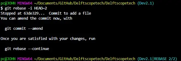 Git Datei zum letzten Commit hinzufügen - Interactive Rebase