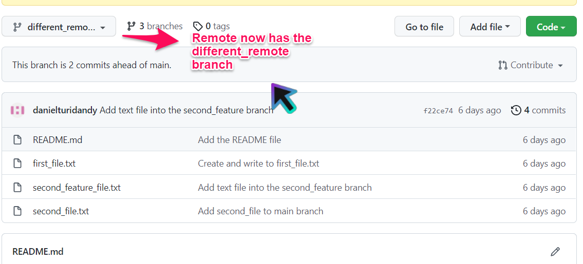 remote with new upstream branch