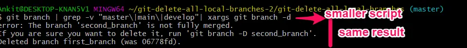 script más pequeño eliminar todos los locales