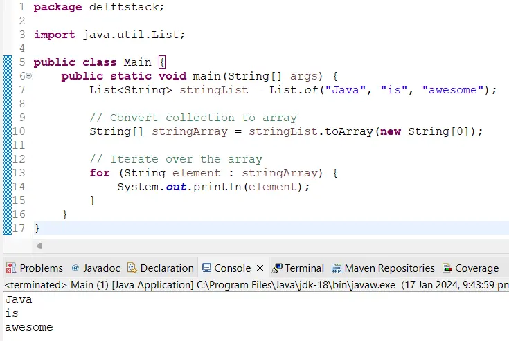 Convert Collection to Array