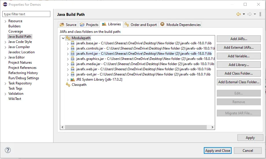 Ruta de compilación de Java