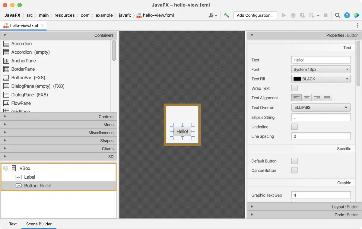 Utiliser le constructeur de scène dans JavaFX