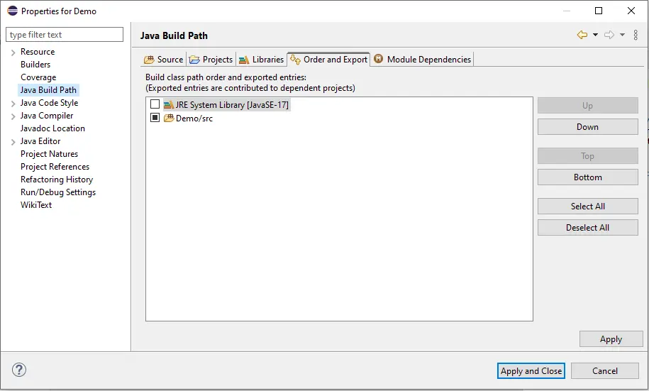 Ruta de compilación de Java