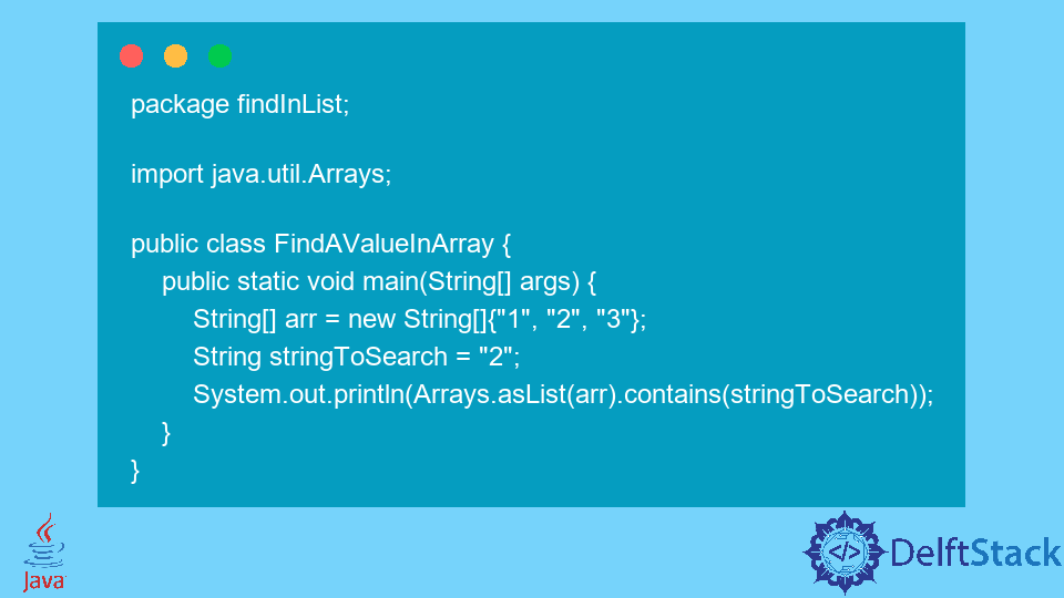Check an Array Contains a Particular Value in Java