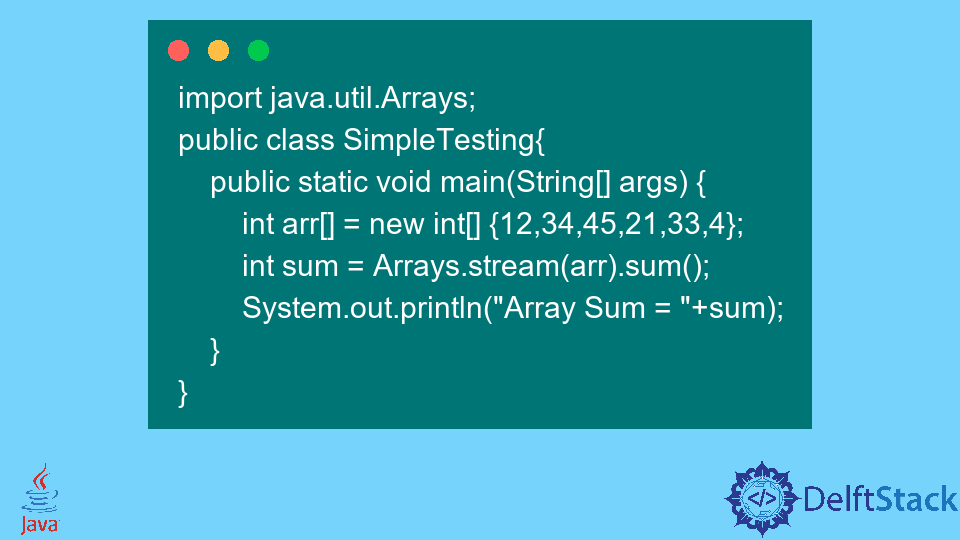 Obtenha a soma de um array em Java