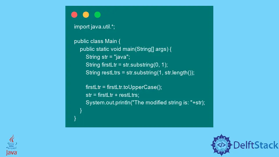 Scrivi in maiuscolo la prima lettera di una stringa in Java