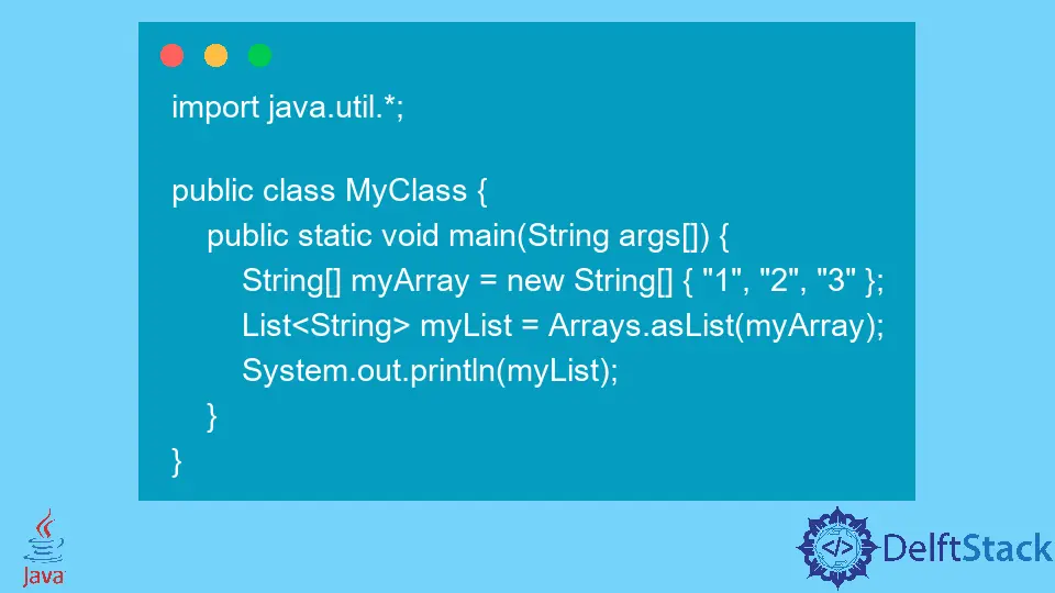 Converti un array in una lista in Java