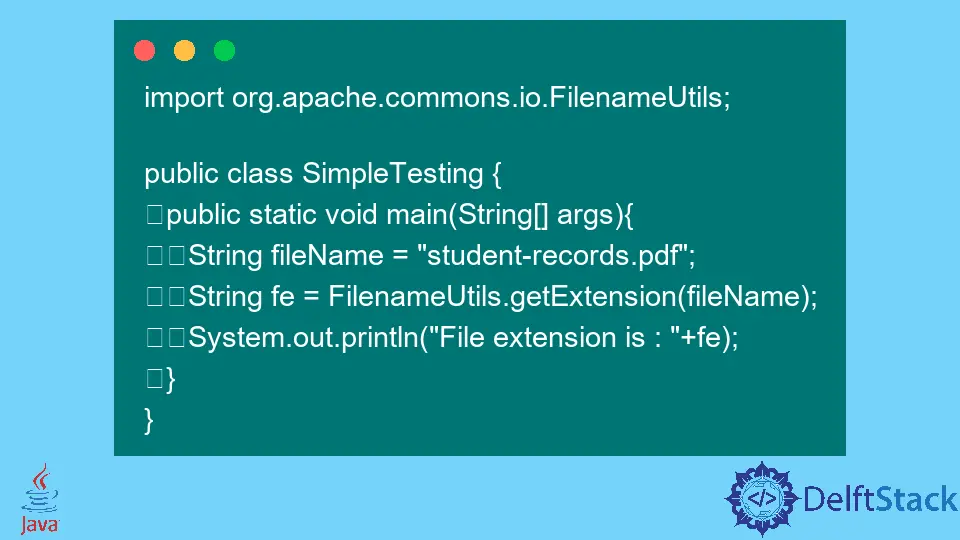 Ottieni l'estensione di un file in Java