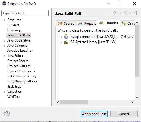 jar 檔案的構建路徑配置