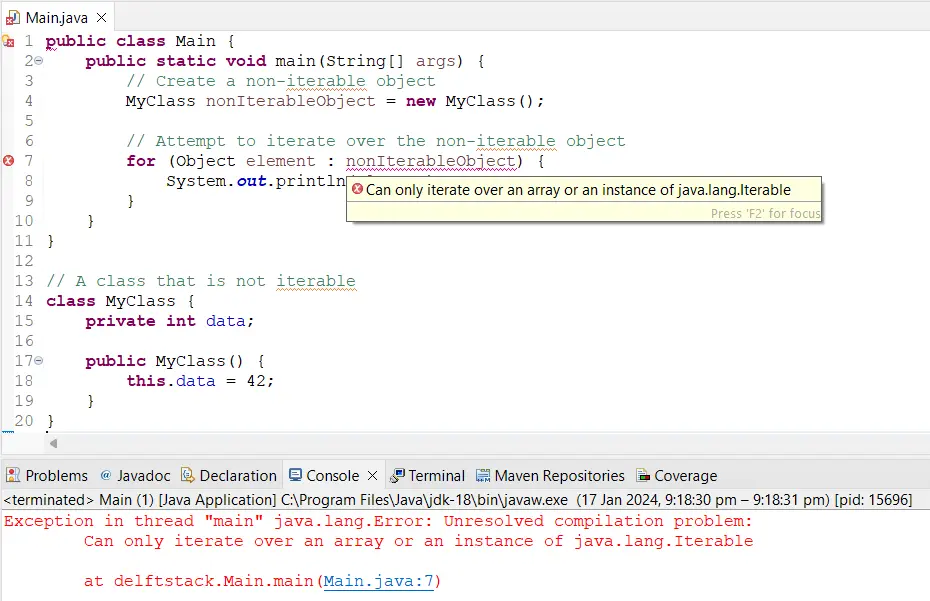 Can Only Iterate Over an Array or an Instance of java.lang.iterable