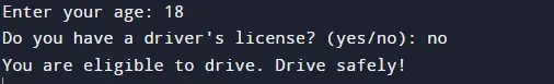 code output - using or statement in java for input validation