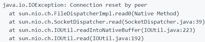 java.io.IOException: Connection reset by peer