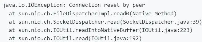java.io.IOException: Connection reset by peer