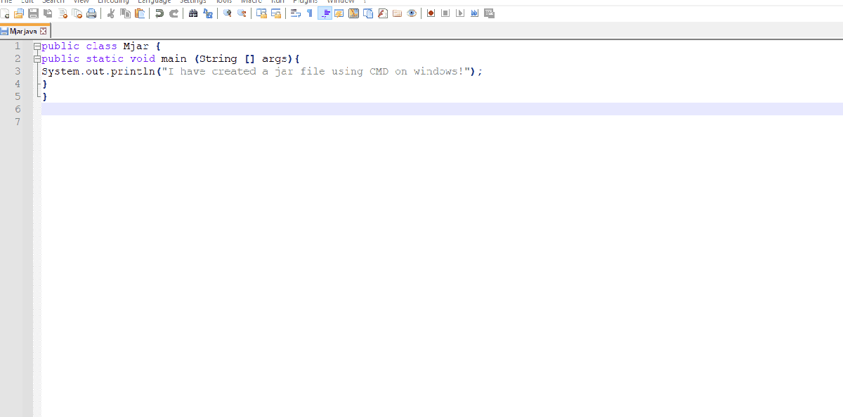 create a jar file using manifest file