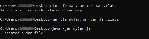建立一個沒有清單檔案的 jar 檔案