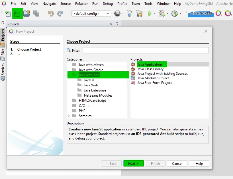 create your first gui app with netbeans